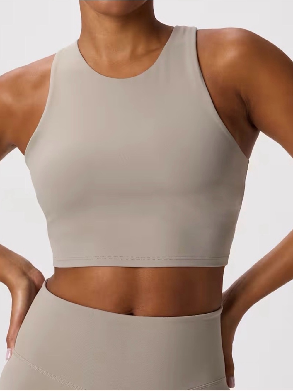 Quince Ultra Form High Neck Cropped Tank Morel Gray Large Crop Tank Top